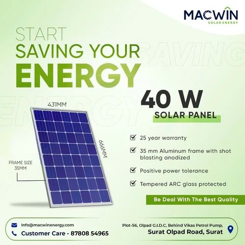 40 Watt PolyCrystalline Solar Panel Price