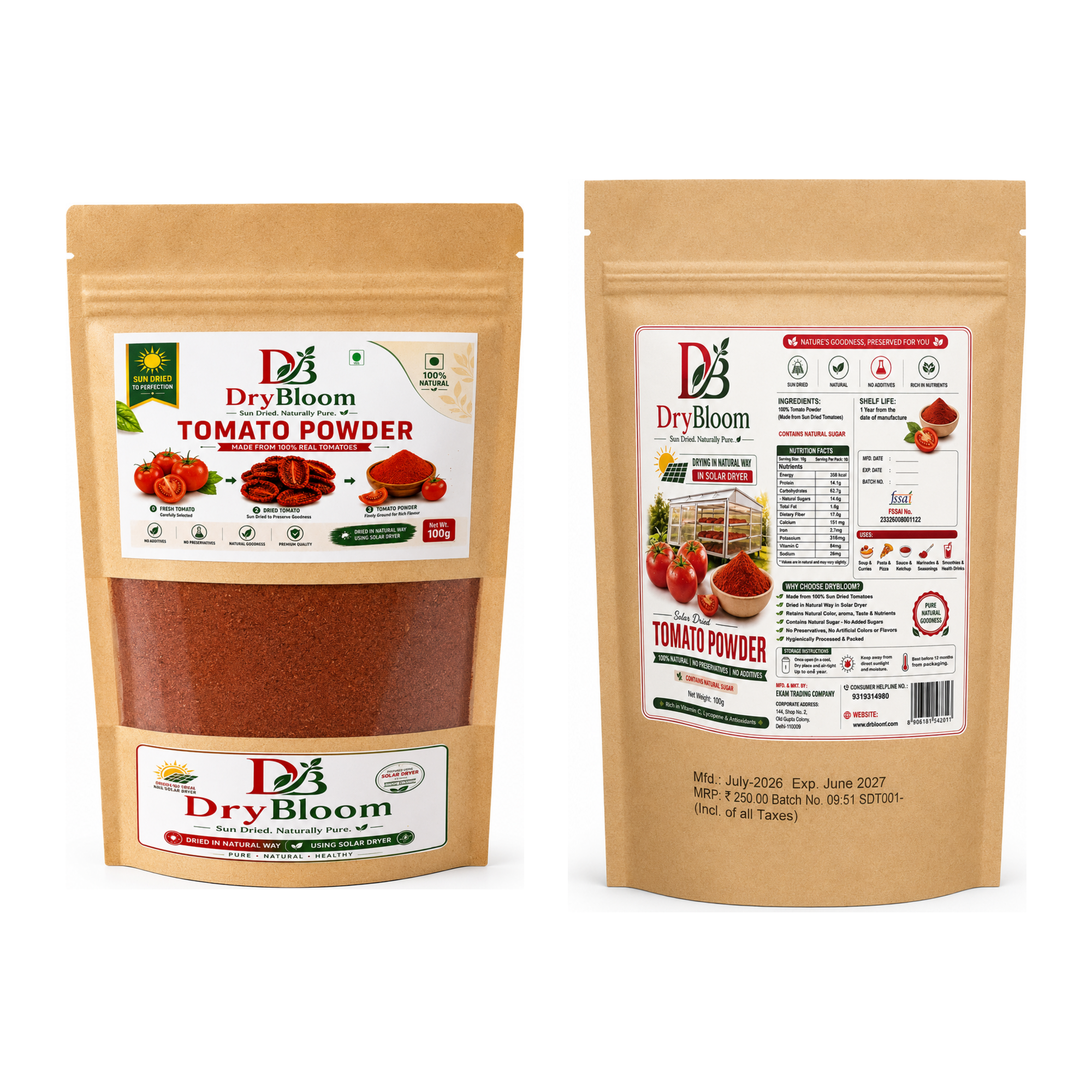DryBloom Tomato Solar Dried Powder